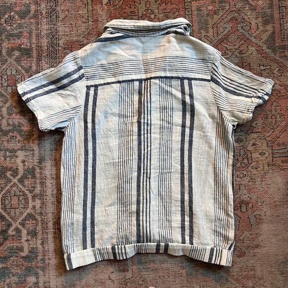 Universal Thread White and Blue Vertical Stripe Linen Button Down Top - S - Picture 8 of 9